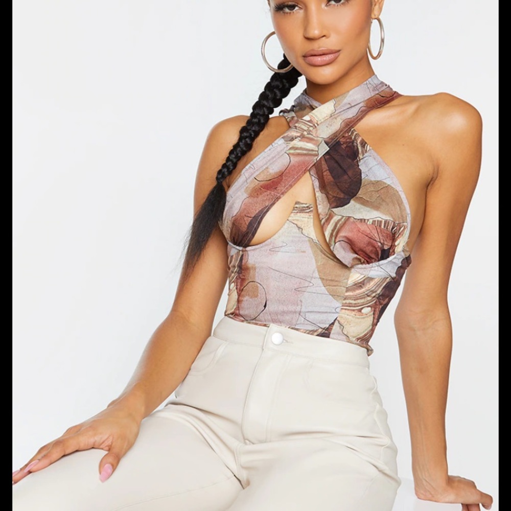 Abstract Crossover Corset Top